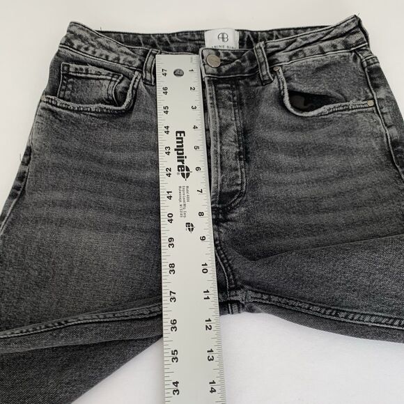 Anine Bing Lara Jean 29 Charcoal Black Ankle Kick Flare High Rise Button Luxury - Picture 12 of 14